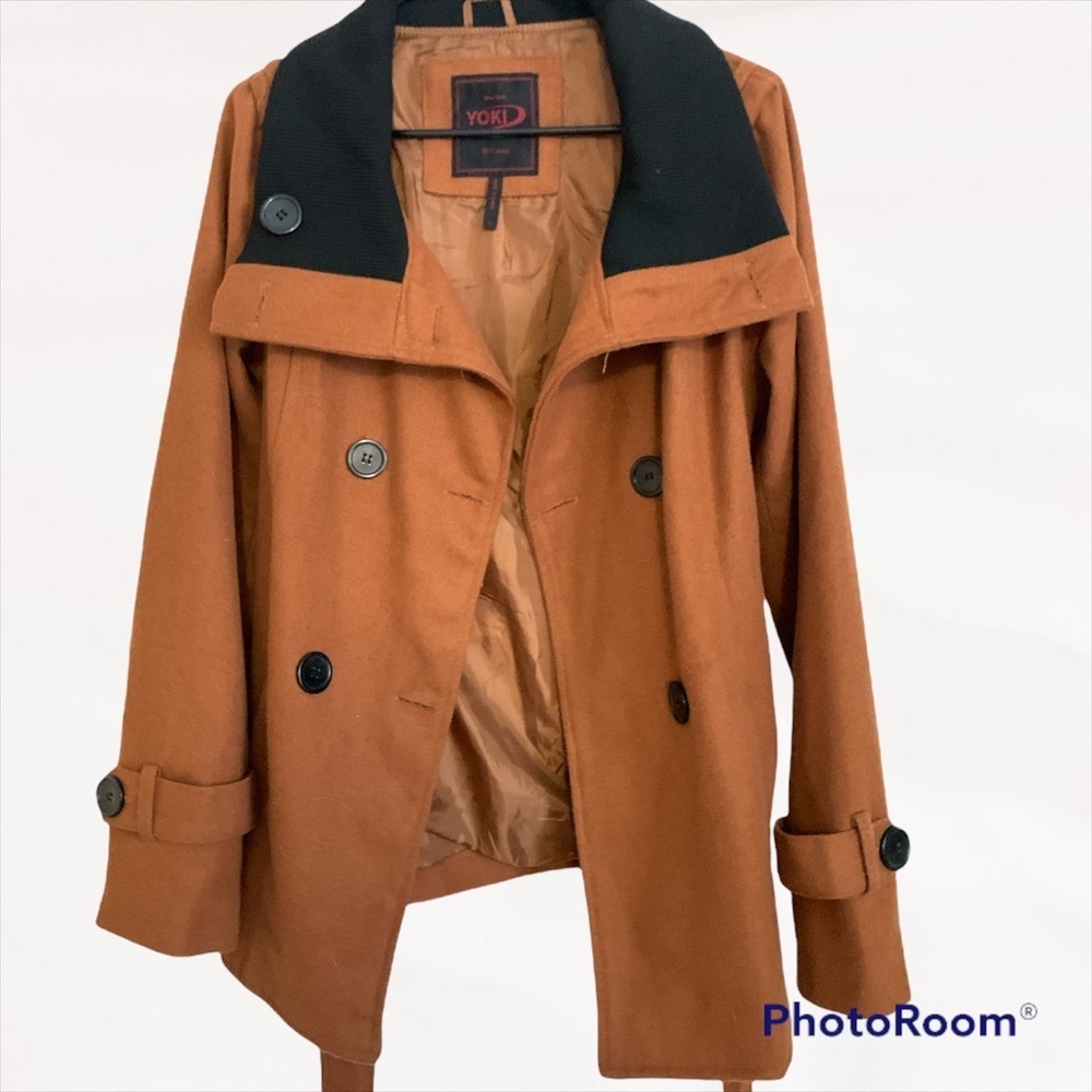 Rust Caramel Structured Wool Belted Coat Size L